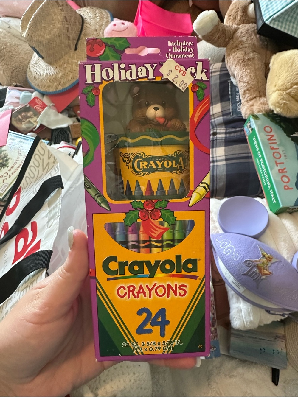 Vintage Crayola Holiday Crayon Ornament Pack - Purple and Yellow